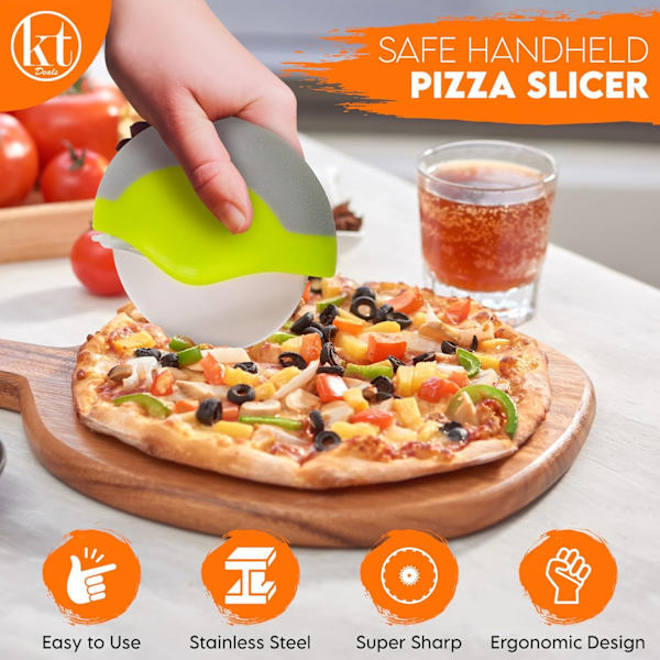 Pizzakutter med beskyttende bladbeskyttelse, brukervennlig pizzakutter