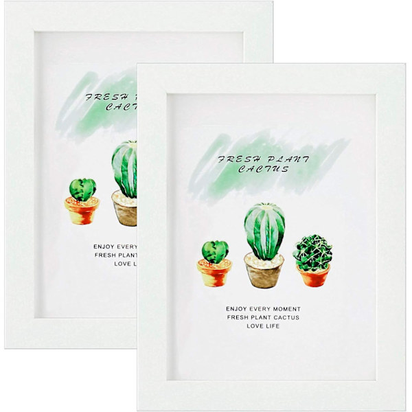 Billedramme til 6x8 tommer foto Hvid ramme MDF billedramme 2-pak til bordplade og væg White 8x6 inch/ 15.2x20.3 cm