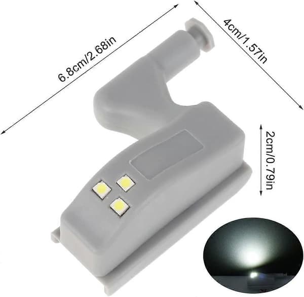 10 stk. Universal Hengsel LED Sensor Lys Skap Klesskap Garderobe Nattlys