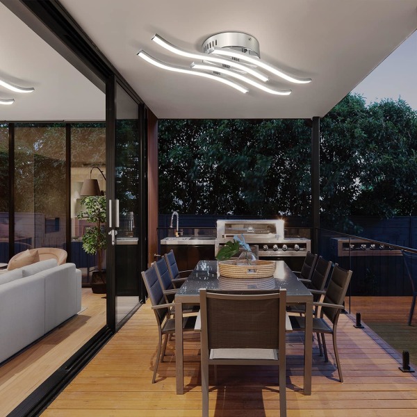 LED-loftslampe, moderne loftsdesign buede loftslamper, 24W LED-armatur med 4 indbyggede LED-plader Naturlig hvid 4000K til stue