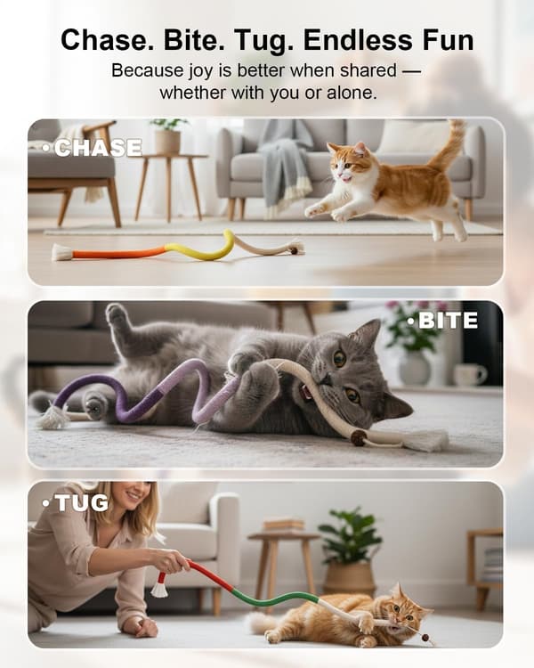 Natural Catnip Chew Ropes – 3-Pack (27 inches each) Interactive Toy for Indoor Cats and Kittens