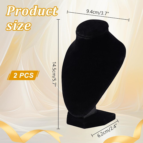 PH PandaHall 2 st 3D Sammets Halsband Display Hängande Kedja Byst Hållare Stativ Liten Smycken Modell Organiserare för Butiker Utställningslayout, 9.4x Black2pcs 9.4x6.2x14.5cm