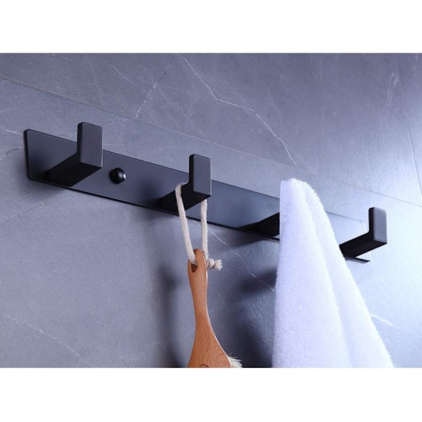 e Sorte Badeværelses Håndklæde Kroge - Vægmontering Skrue Fast Dør Krog - Heavy Duty Frakke Hanger - Rustfrit Stål Badekåbe Stativ i Soveværelse eller Køkken 410B Chrome 4 black coat hook