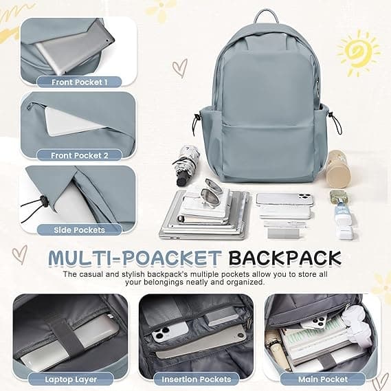 School & Laptop Backpack 15 Inch Blue