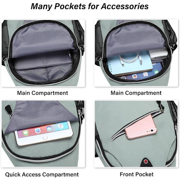 Sling-reppu, monikäyttöinen crossbody-olkalaukku, matkustus- ja vaelluspäiväreppu Sage Green
