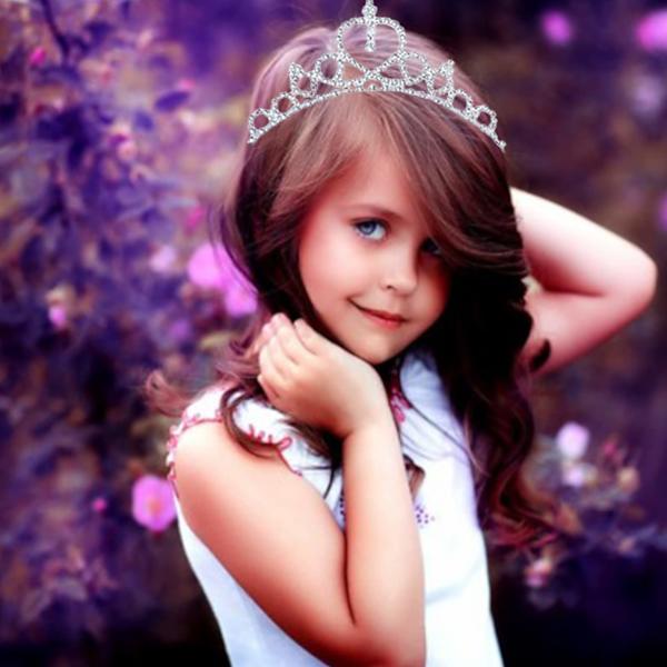 Tiara, Rhinestone Krystall Perle Prinsesse Tiara, Hodebånd Tiara, Bryllupsgave Prinsesse, Tiaraer for Jenter, Prinsessekrone, Hårbånd, (Hjertekrone)