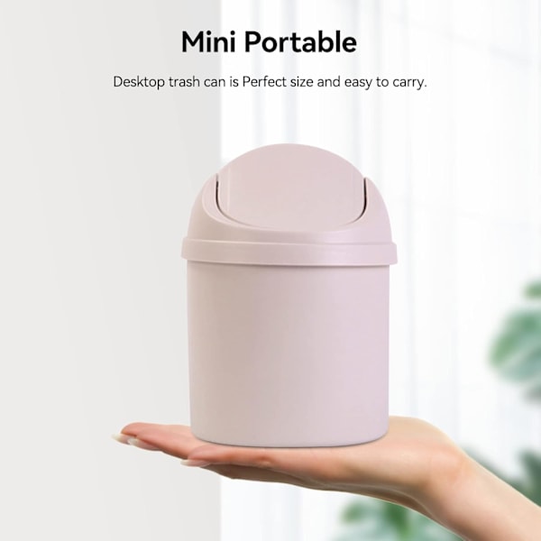 Svänglockshink, Mini-soptunna i plast med svänglock, Mini-papperskorg Badrumshinkar, Skrivbord Kompakt design Kosmetisk hink, Liten skrivbordsavfallssopkorg Cream