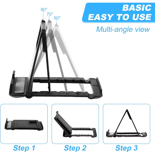 2 st Fällbart Telefonställ, Mini Tablett Telefonställ Flera Vinklar Mobiltelefonhållare Bärbar Telefonvagga Mobiltelefondockor för Skrivbord Hem Titta på Film Black