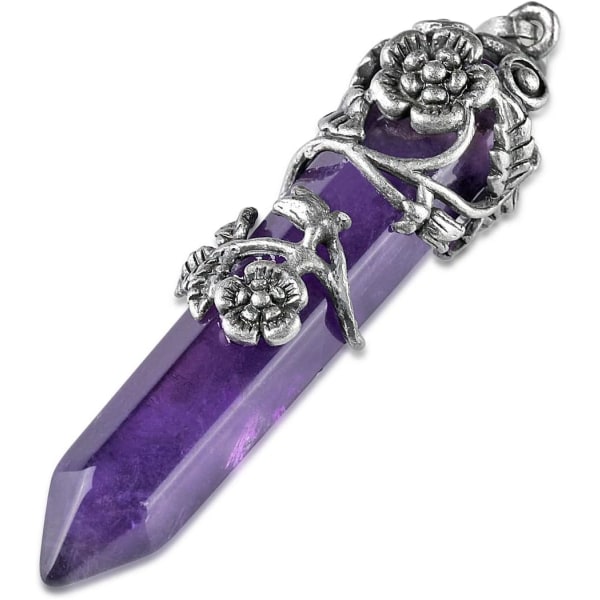 Vintage-kristallikaulakoru, kukka-ametisti, kvartsi, reiki-parantava kristalliriipus, kaulakorukoru Amethyst