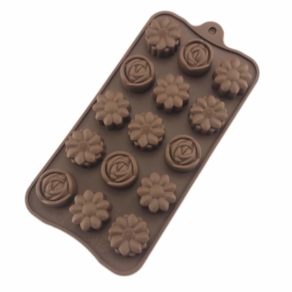 Silikon 15 forskjellige sjokoladeblomst-formet kake med 3 kakeformer kakeformer Silikon
