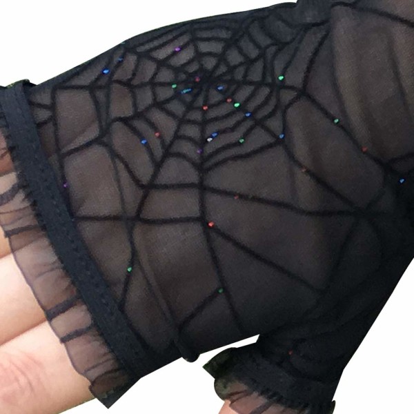 Halloween Long Lace Mesh Fingerløse handsker Spider Web Half Fingers Handsker Halloween Fancy Dress Handsker Festkostumer Tilbehør