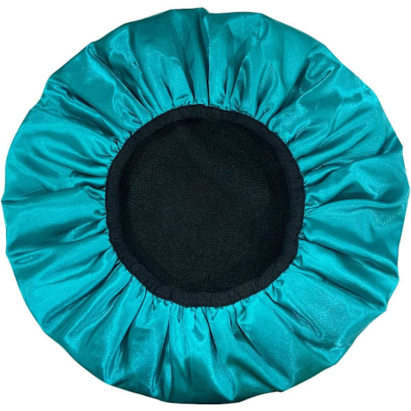 Badehætte, ekstra stor badehætte med tre lag med tørrefunktion til kvinder Mikrofiberfrotté Silke Satin 100% Vandtæt Genanvendelig Lang Green