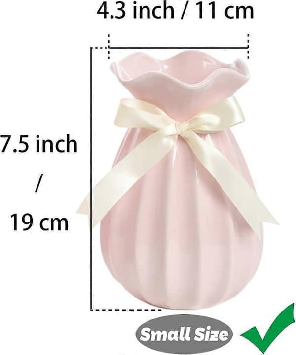 Rosa vase, 19 cm høj, moderne keramiske blomstervaser til indendørs borddekoration, dekorative vaser til pampasgræs