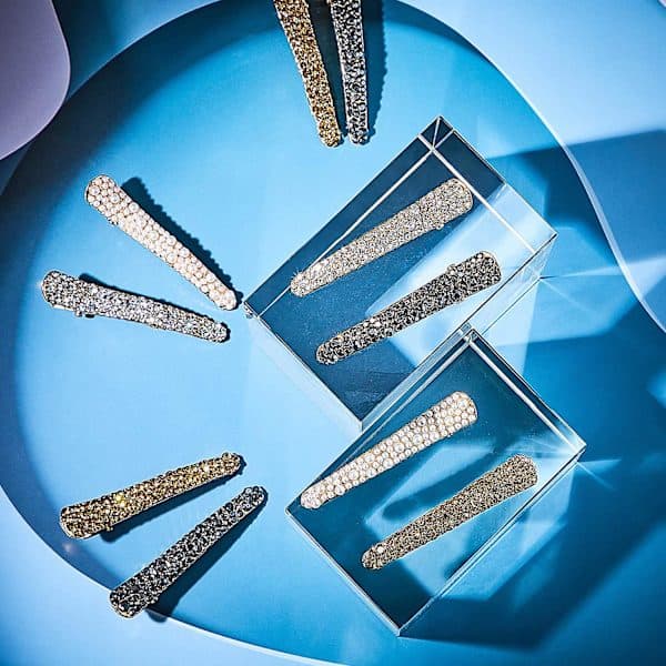 8 stk. perle-strass alligatorklips hårspenner strass nebbklips nebb hårnåler hårklips, 4 farger