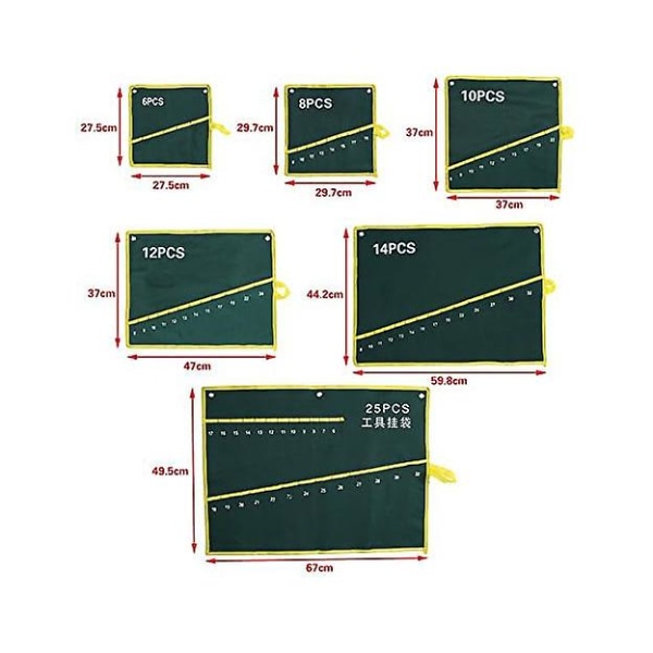 Rulleværktøjspose til skruenøgler, lommer til skruenøgler, værktøjspose til træarbejdere, håndværkere og håndværkere