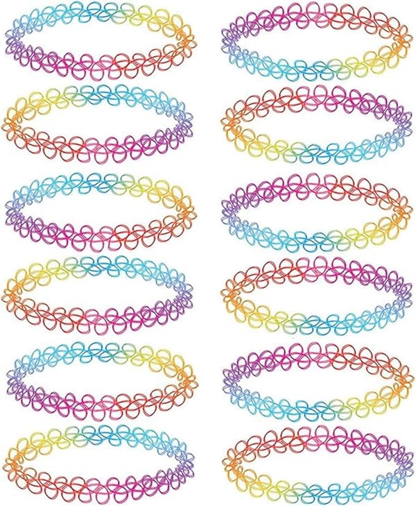 12-pack Choker Halsband Set Henna Tatuering Stretch Elastiska Smycken Kvinnor Flicka Gåva