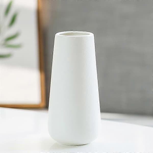 Keramisk vase til græs, skrivebordsindretning, moderne æstetisk rumindretning, hvid vase