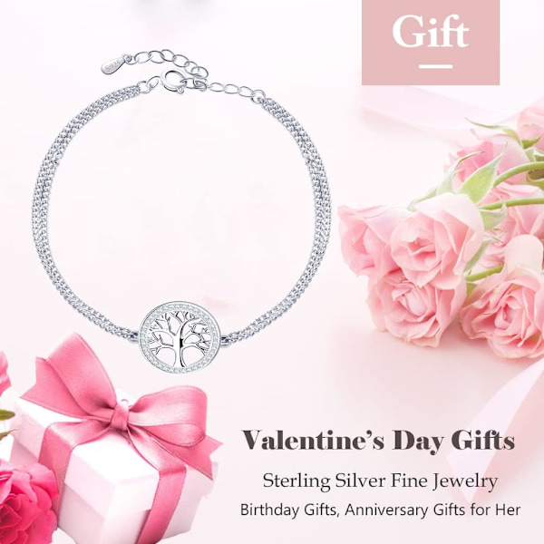 Elegant Mini Stars Perle Charm Armbånd 925 Sterling Sølv Boks Kæde Lagdelt Armbånd, Justerbar Venskab Link Armbånd Smykker til Kvinder Tree of Life