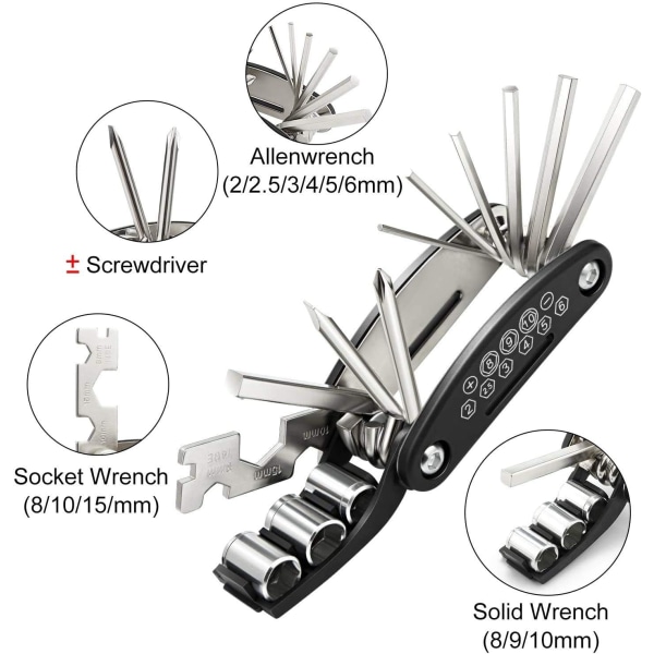 l Kit, Reparationssæt til punktering, Multiværktøj til cykel, Tilbehør til mountainbike, Cykelgaver