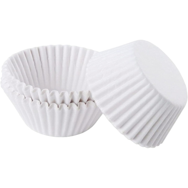 Hvide cupcake-forme i papir til King Charles' kroningsdekorationer, bageforme, cupcake-forme til bagning, mini muffinforme, muffinforme, papir White