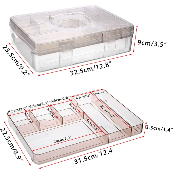 Läpinäkyvä Craft Stackable Säilytyslaatikko Säilytysalustalla Muovi 7-lokeroinen Monikäyttöinen Säilytysastia Lelujen, Taiteen ja Käsitöiden Säilyttämiseen ja Järjestämiseen Clear Coffee