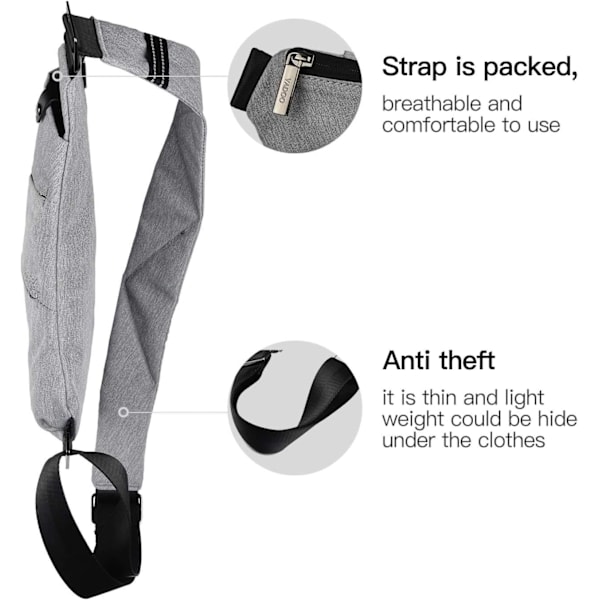 Sling Bag - Tyverisikret Crossbody Skuldertaske til Mænd og Kvinder Grey