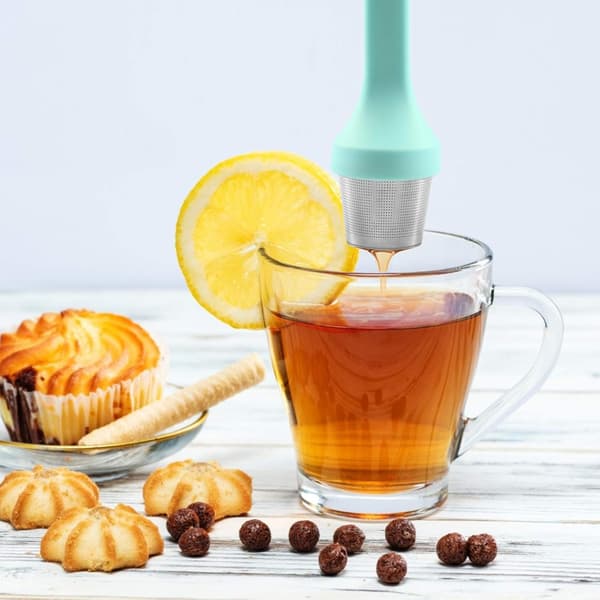 Stainless Steel Tea Infuser with Silicone Handle, Loose Leaf Tea Maker, Extra Fine Mesh Tea Strainer for Loose Leaf or Herbal Tea