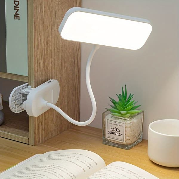 Dimmable LED Desk Lamp with Gooseneck, Touch Control, Adjustable Height and Color Temperature, Rechargeable, Dimmer, Plastic Finish, USB/Battery