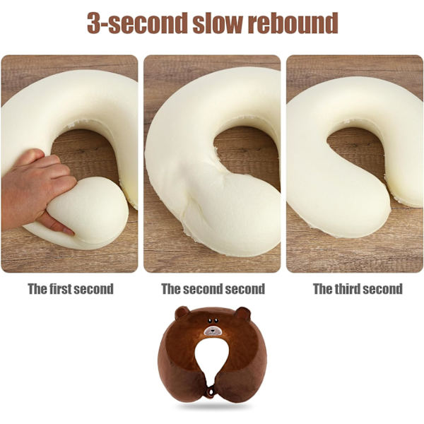 Pude Cartoon Animal Nakkestøttepude 30 * 30cm Memory Foam Nakkepude U-formet Elasticitet Børn Rejsepude Bærbar U-formet pude til H 30*30cm