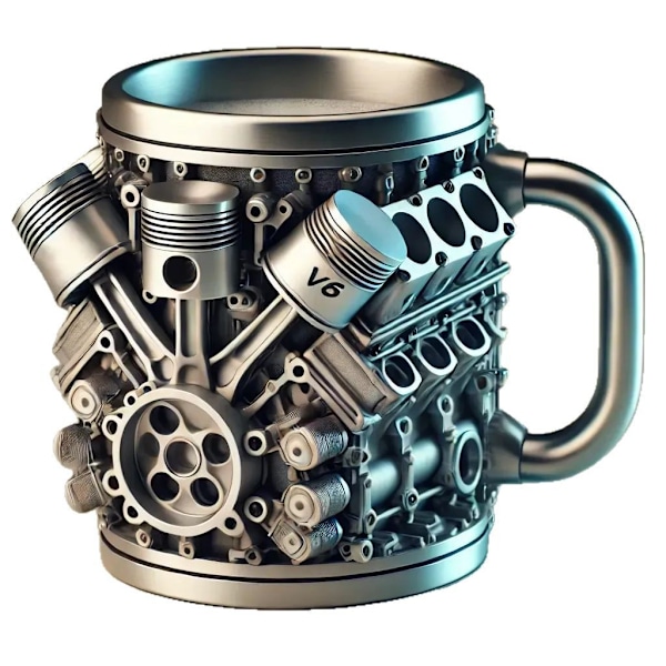 V6 motor rustfri stål krus V6 motor krus V6 motor rustfri stål krus Personlig 3D motor kreativ V6 og V6 motorformet kaffekrus V6