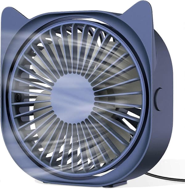 USB Bordventilator, Bærbar Mini Bordventilator 3 Hastigheder 360 Graders Rotation USB Ventilator