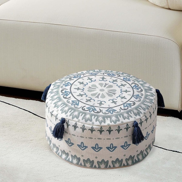 Ofylld sittpuff Ottomanskåpa Cover Cover för Lounge Blue