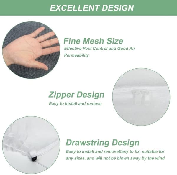 2 pcs insect net with drawstring, pest net, vegetable net, fine mesh insect net, bird protection net, garden net (1.8 m x 1.8 m)