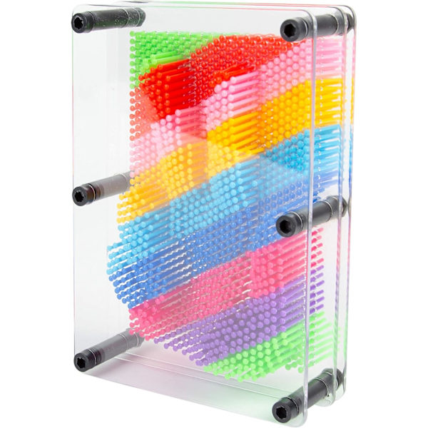 45149 Regnbue Pin Art Impression Legetøj/Ideel til Hjem og Kontor/Nyhedssjov Gave / 3D Sjov Skrivebords Skulptur Gadget/Klassisk Retro Spil / 18cm x 13cm Rainbow