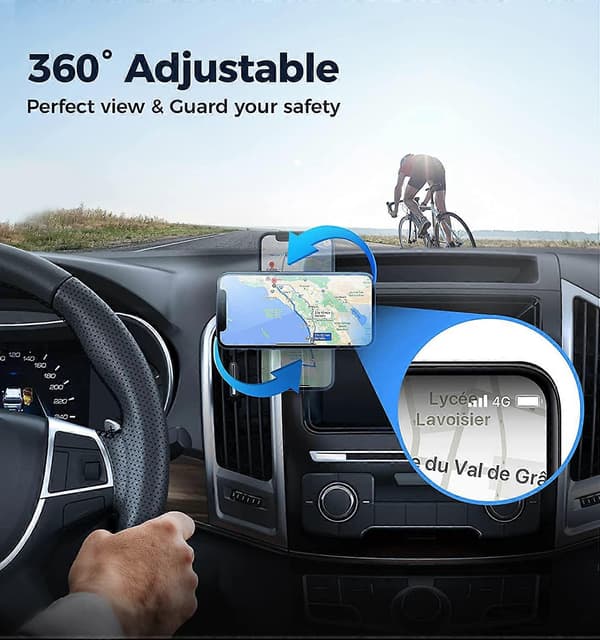 2-pack Magnetisk Mobilhållare i Metall för Bil, 360° Rotation