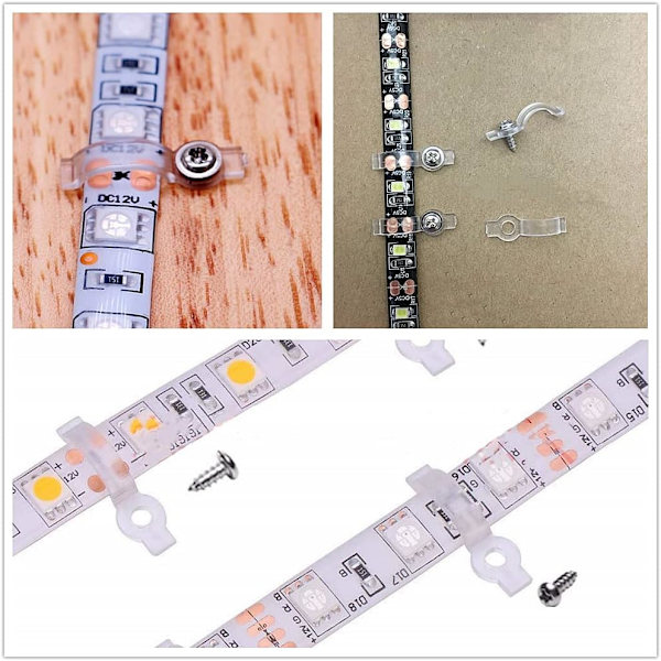 100 Sæt Transparente Kabelklips Lysstripsklips LED Stribelys Montering Klips til LED Lys Hjem Køkkener Store Begivenheder og Fester