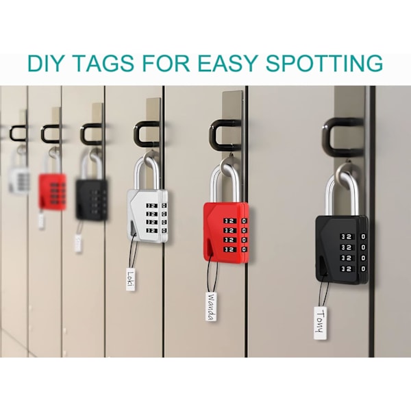 Skåp hänglås med kod, 4-siffrigt kombinationshänglås med DIY-namnskyltar för gym, skolskåp, verktygslåda, förvaringsbox, kodhänglås utomhus 1p,new Red 1P