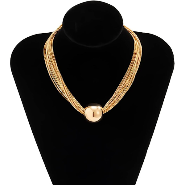 Kraftig geometrisk sfære choker halskæde kæde og armbånd tykke halskæder håndkæder punk smykker til kvinder og piger NecklaceGold
