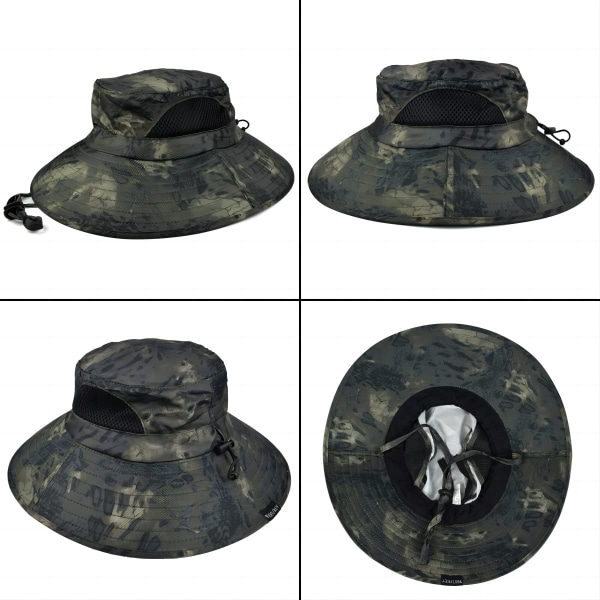 Unisex solhatt, vattentät bred brätte hinkhatt packbar Boonie hatt för fiske vandring trädgårdssafari strand Army Geen (Camo)