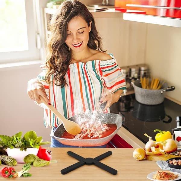 Silicone Foldable Pot Holders 2-pack Non-slip Heat Resistant for Hot Pots/Cups/Dishes/Plates