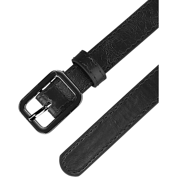 aist Bälten för kvinnor Rektangel Spänne Smal Läderbälte för Byxor Klänning Black Fit waist 7895cm/30.737.4"