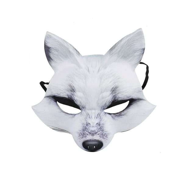 Halloween kunstig revemaske Animal Elegant Cosplay-maske for Halloween Cosplay Party Fancy Dress-tilbehør (White Fox)