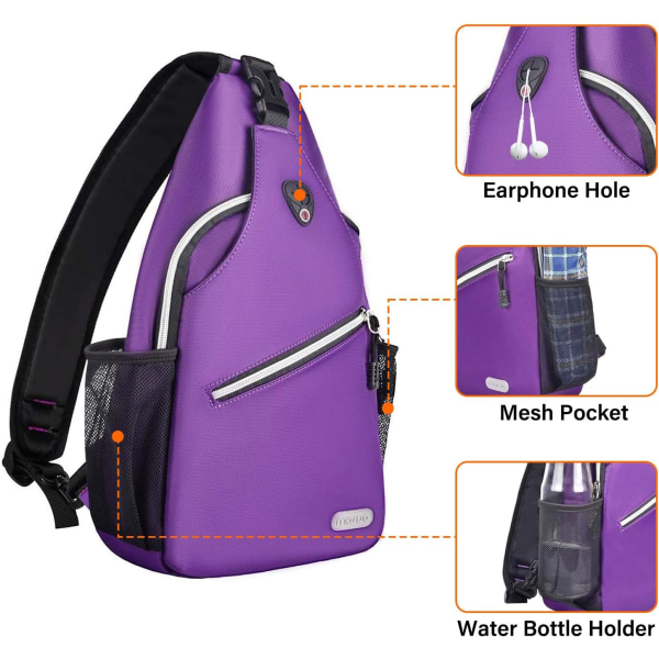 Sling Ryggsäck, Multifunktionell Crossbody Axelväska Resa Vandring Daglig Ryggsäck Ultra Violet