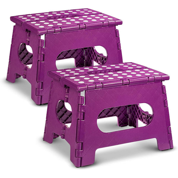 Sammenleggbar trinnkrakk - Den lette trinnkrakken er robust nok til å støtte voksne og trygg nok for barn. Åpnes enkelt med ett kast. Flott for Purple 9Inch  2PACK