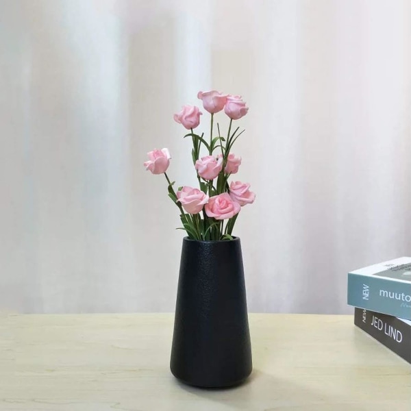 Vase - Blomster vase minimalisme stil til moderne bordhylde boligindretning, passer til pejs soveværelse køkken stue midtpunkter kontorbord ( Black S