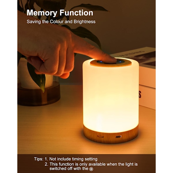 Nattlampa, LED-touchlampa för sovrum, färgväxlande lampa, dimbar USB-C-laddningsbar, varm ljus bordslampa sänglampa, bärbar sladdlös nattlampa Rgbw