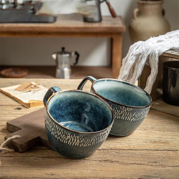 Large Soup Bowl with Handle, 600ml Coffee Cup, Breakfast Cup for Cereal, Suitable for Milk Desserts, Oatmeal, Microwave Safe