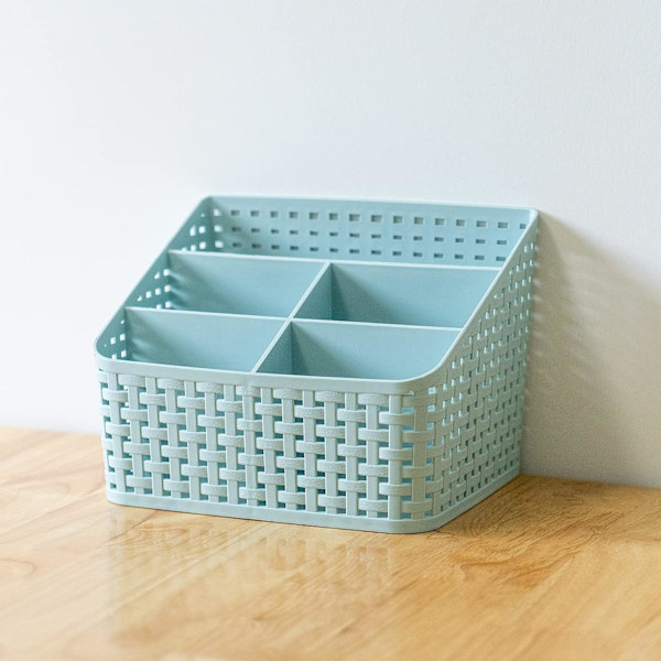Oppbevaringskurv, Kosmetikkboks Organizer, Plast Oppbevaringsboks Skrivebord 5 Rutenett Under-rutenett Oppbevaringsboks Multifunksjonell Oppbevaring for Skrivebord Kontor Soverom C Blue 5 Grid