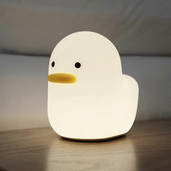 LED Natlampe, Smart Sengelampe med Touch Sensor Timer, Genopladelige Silikone Ande Natlamper med Varmt Lys til Soveværelse