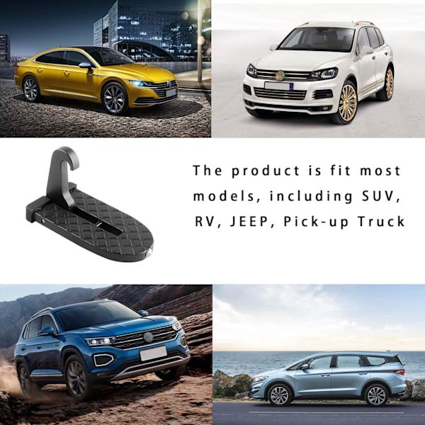 rstep Fotsteg Fällbar Stege U-formad Krokh Pedal Lätt Tillgång till Taket med Säkerhetshammarfunktion Biltillbehör för SUV, Husbil, Terrängfordon Black
